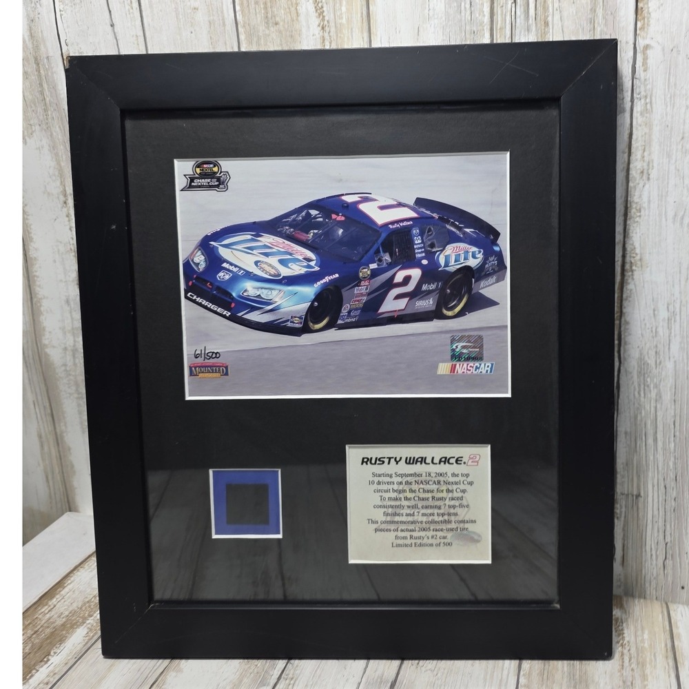 Rusty Wallace 2005 NASCAR Race Used Tire Relic Framed Limited Edition 61/500 - Picture 9 of 14